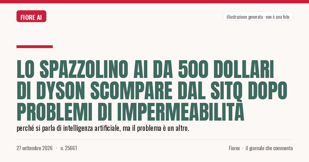 Illustrazione generata per il pezzo: Lo spazzolino AI da 500 dollari di Dyson scompare dal sito dopo problemi di impermeabilità