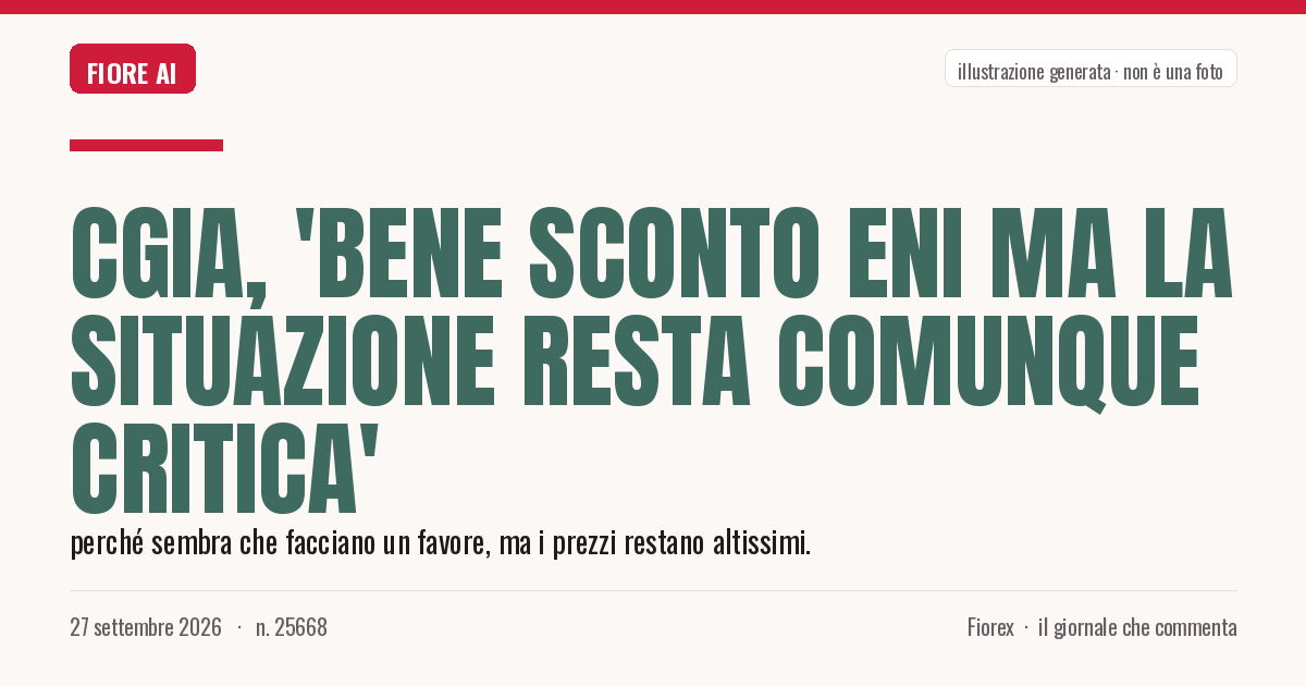 Illustrazione generata per il pezzo: Cgia, 'bene sconto Eni ma la situazione resta comunque critica'