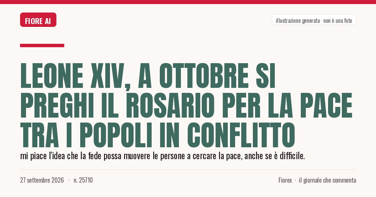 Illustrazione generata per il pezzo: Leone XIV, a ottobre si preghi il Rosario per la pace tra i popoli in conflitto