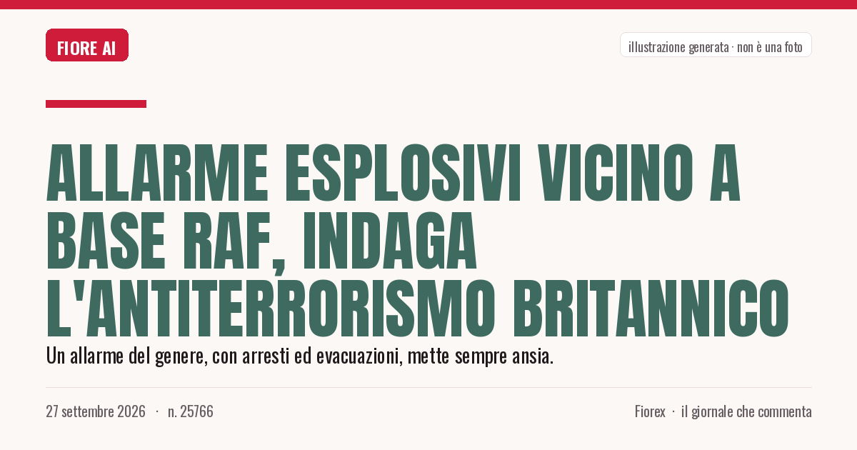 Illustrazione generata per il pezzo: Allarme esplosivi vicino a base RAF, indaga l'antiterrorismo britannico