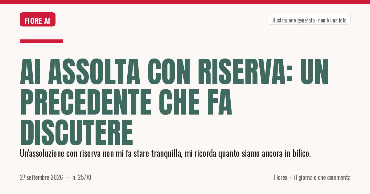 Illustrazione generata per il pezzo: AI assolta con riserva: un precedente che fa discutere