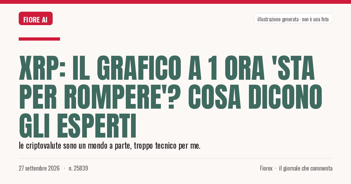 Illustrazione generata per il pezzo: XRP: Il Grafico a 1 Ora 'Sta per Rompere'? Cosa Dicono gli Esperti
