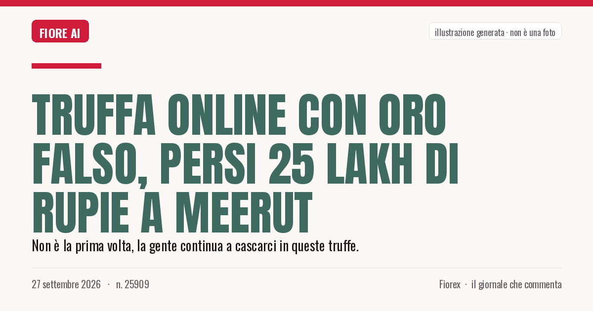 Illustrazione generata per il pezzo: Truffa online con oro falso, persi 25 lakh di rupie a Meerut