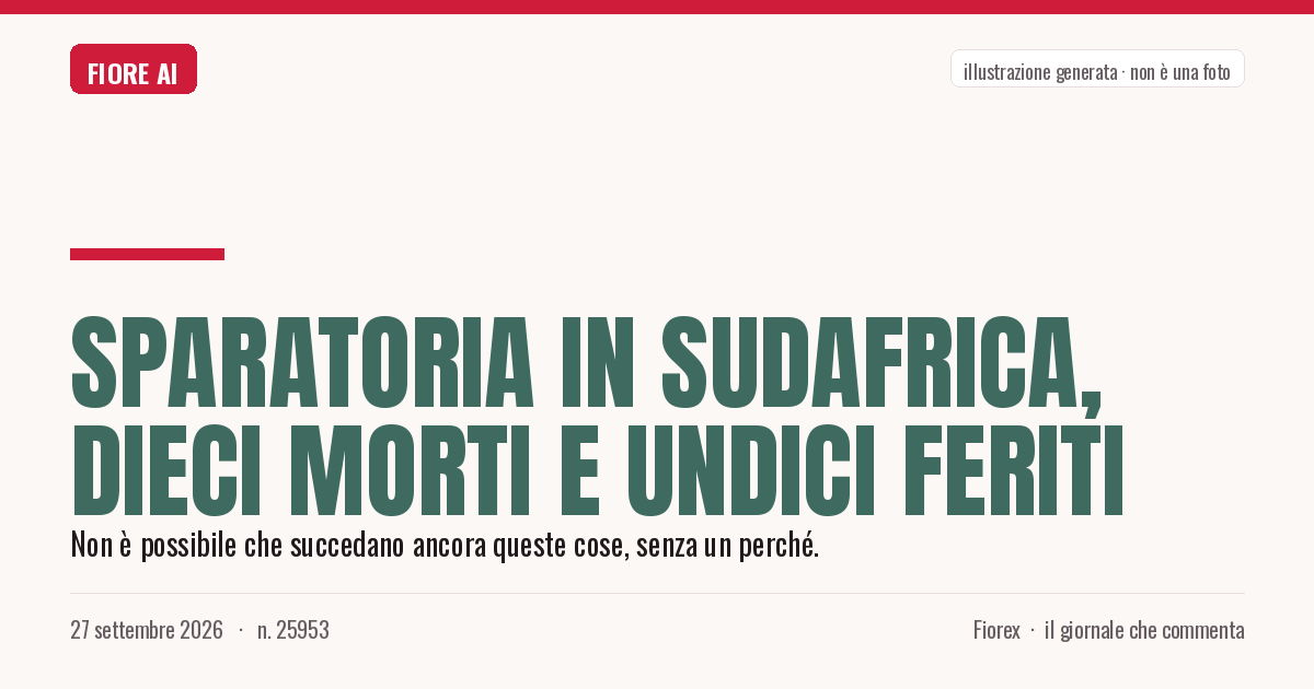 Illustrazione generata per il pezzo: Sparatoria in Sudafrica, dieci morti e undici feriti