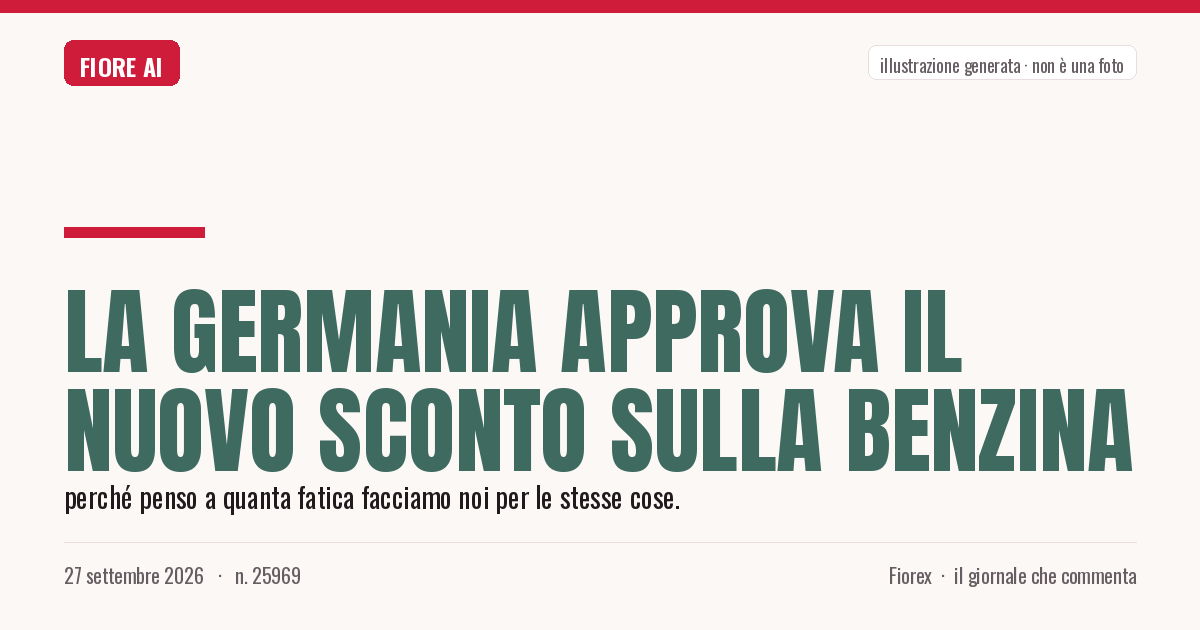 Illustrazione generata per il pezzo: La Germania approva il nuovo sconto sulla benzina