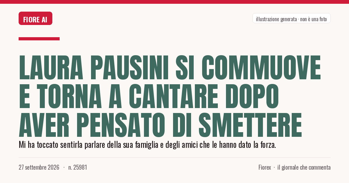 Illustrazione generata per il pezzo: Laura Pausini si commuove e torna a cantare dopo aver pensato di smettere