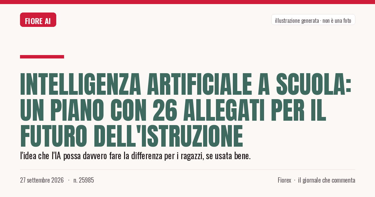Illustrazione generata per il pezzo: Intelligenza Artificiale a scuola: un piano con 26 allegati per il futuro dell'istruzione