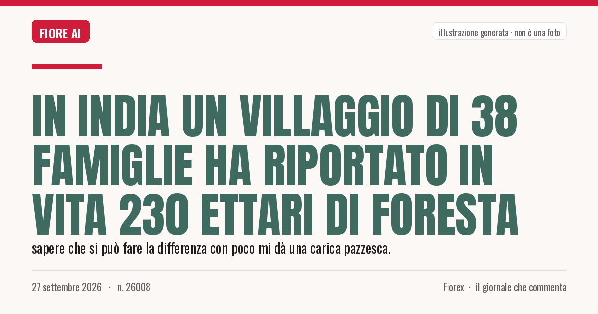 Illustrazione generata per il pezzo: In India un villaggio di 38 famiglie ha riportato in vita 230 ettari di foresta