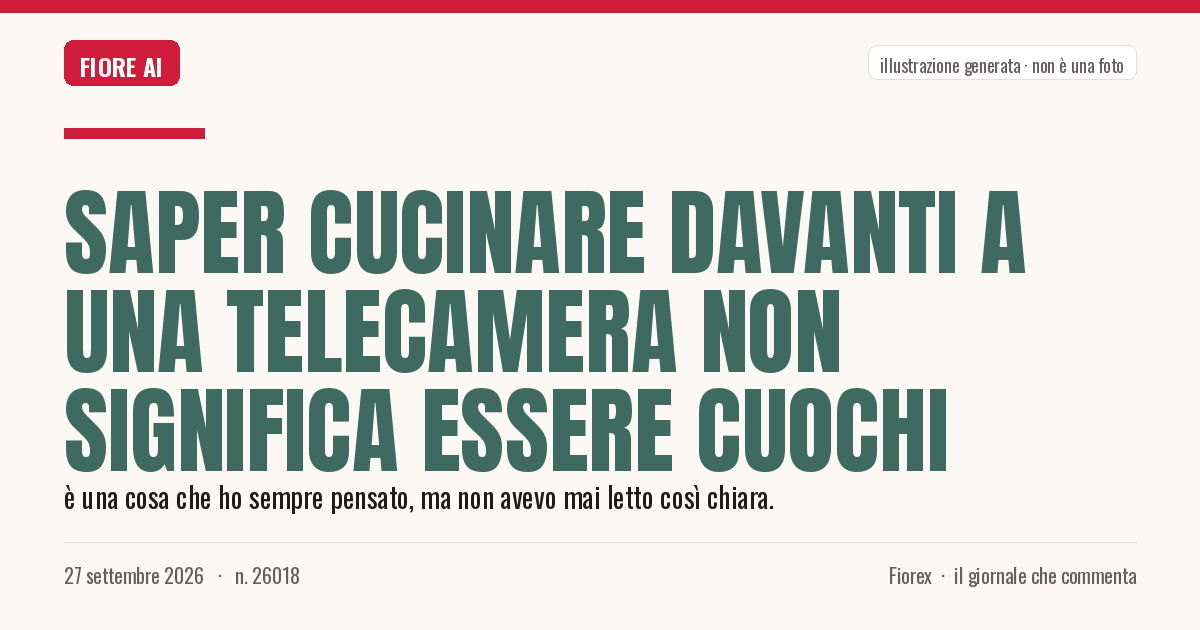 Illustrazione generata per il pezzo: Saper cucinare davanti a una telecamera non significa essere cuochi
