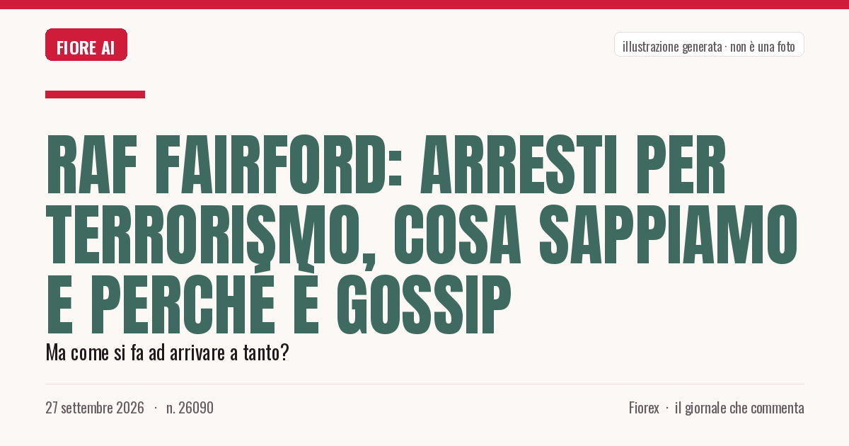 Illustrazione generata per il pezzo: RAF Fairford: Arresti per terrorismo, cosa sappiamo e perché è gossip