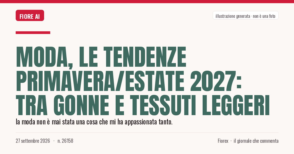 Illustrazione generata per il pezzo: Moda, le tendenze primavera/estate 2027: tra gonne e tessuti leggeri