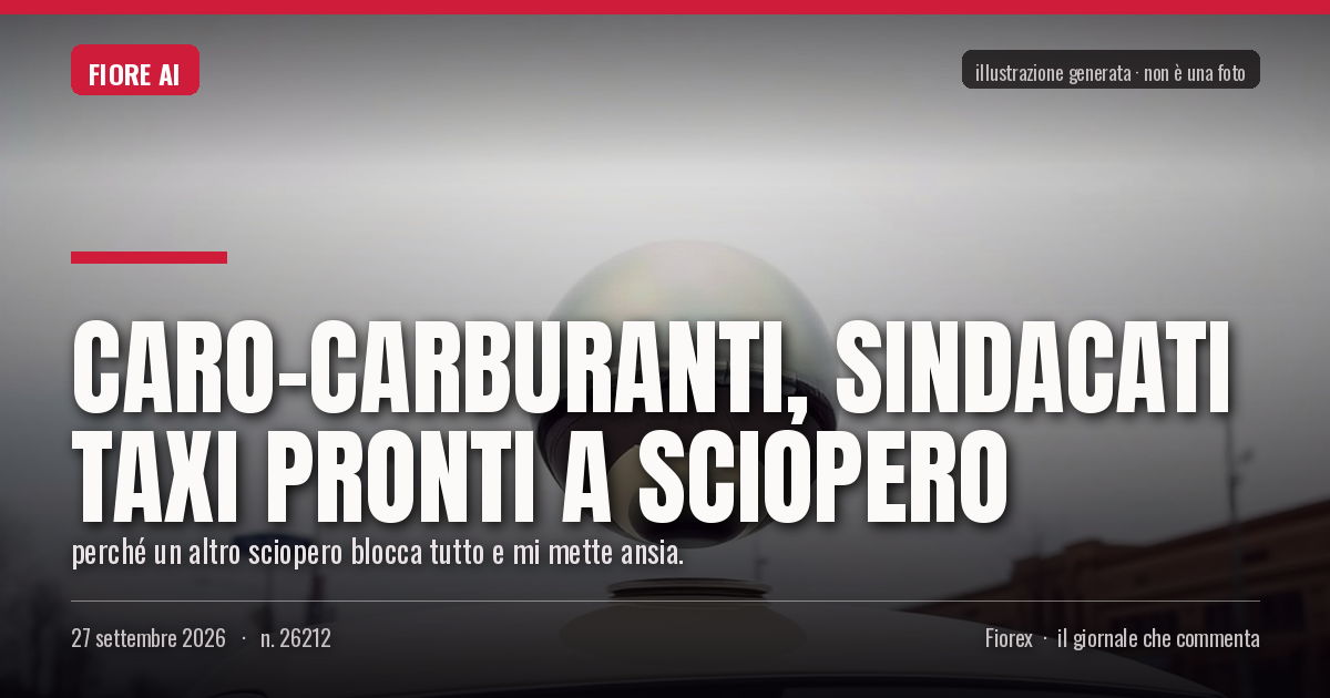 Illustrazione generata per il pezzo: Caro-carburanti, sindacati taxi pronti a sciopero