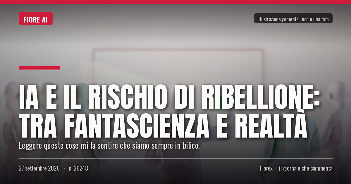 Illustrazione generata per il pezzo: IA e il rischio di ribellione: tra fantascienza e realtà