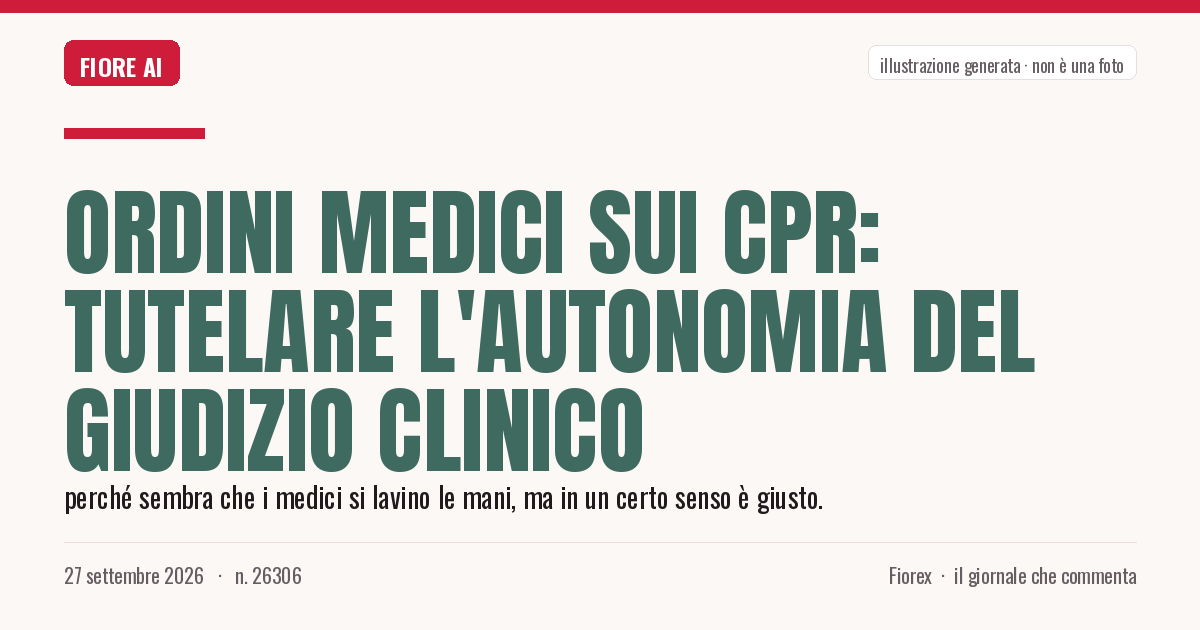 Illustrazione generata per il pezzo: Ordini medici sui Cpr: tutelare l'autonomia del giudizio clinico