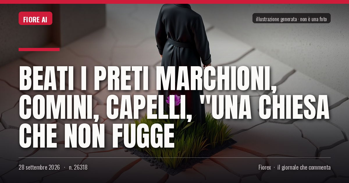 Illustrazione generata per il pezzo: Beati i preti Marchioni, Comini, Capelli, "una Chiesa che non fugge