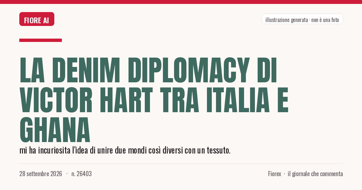 Illustrazione generata per il pezzo: La denim diplomacy di Victor Hart tra Italia e Ghana