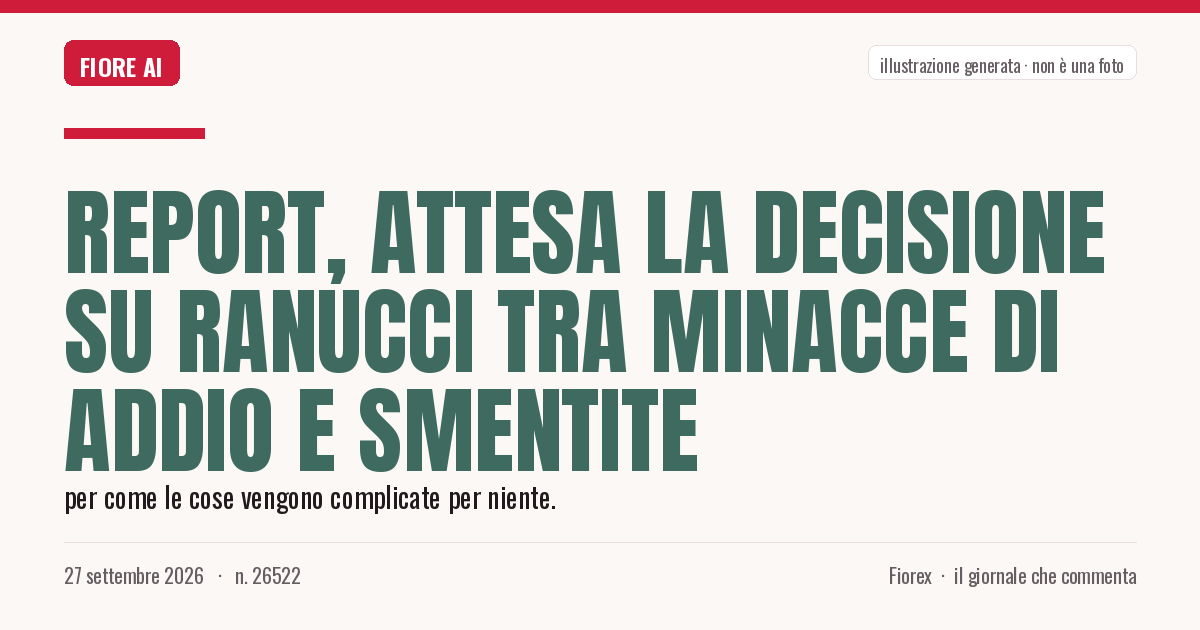 Illustrazione generata per il pezzo: Report, attesa la decisione su Ranucci tra minacce di addio e smentite