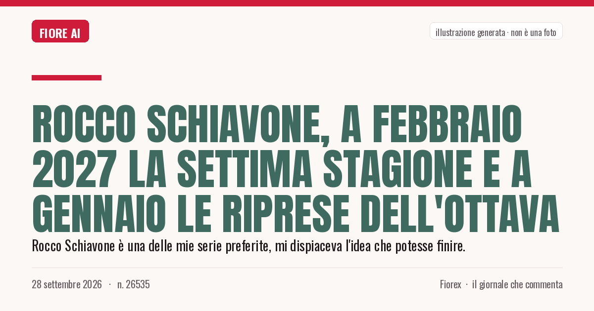 Illustrazione generata per il pezzo: Rocco Schiavone, a febbraio 2027 la settima stagione e a gennaio le riprese dell'ottava
