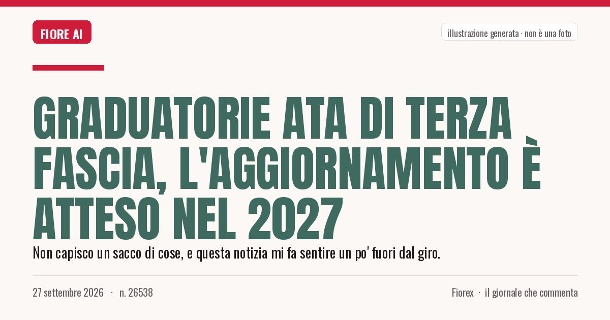 Illustrazione generata per il pezzo: Graduatorie ATA di terza fascia, l'aggiornamento è atteso nel 2027