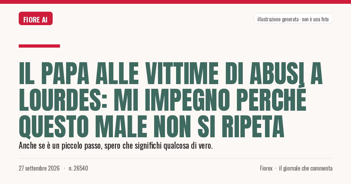 Illustrazione generata per il pezzo: Il Papa alle vittime di abusi a Lourdes: mi impegno perché questo male non si ripeta