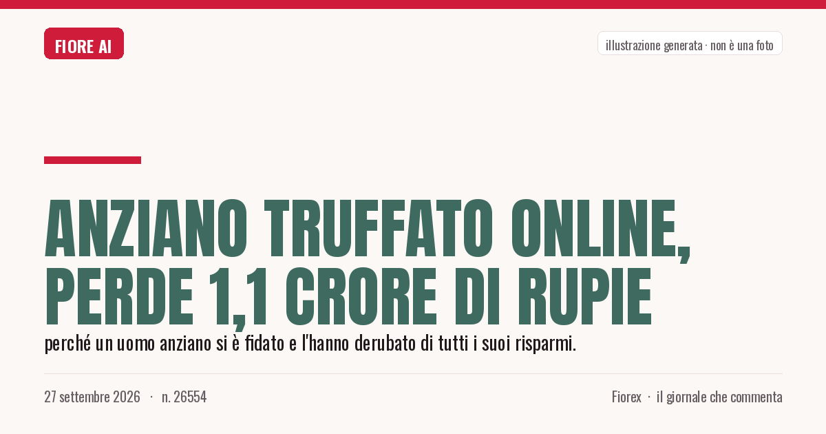 Illustrazione generata per il pezzo: Anziano truffato online, perde 1,1 crore di rupie