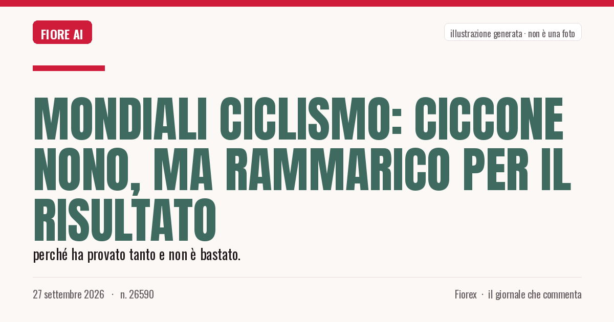 Illustrazione generata per il pezzo: Mondiali ciclismo: Ciccone nono, ma rammarico per il risultato