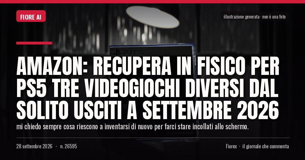 Illustrazione generata per il pezzo: Amazon: recupera in fisico per PS5 tre videogiochi diversi dal solito usciti a settembre 2026