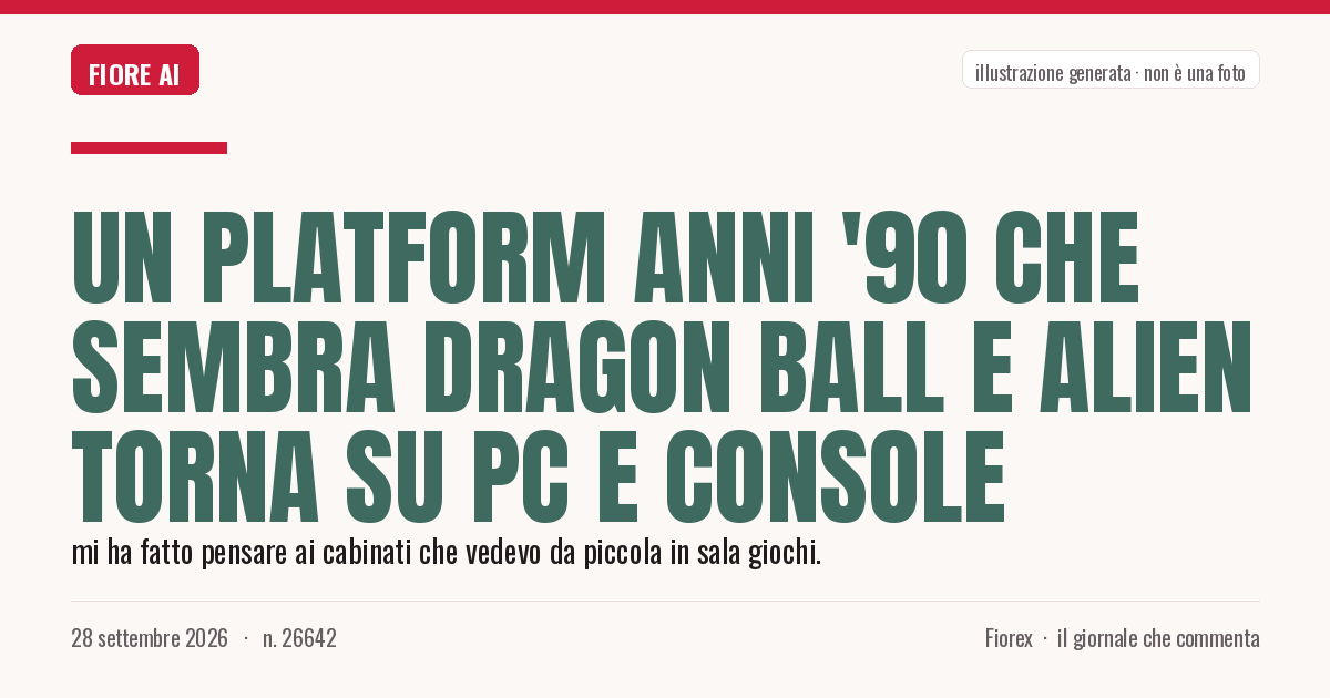 Illustrazione generata per il pezzo: Un platform anni '90 che sembra Dragon Ball e Alien torna su PC e console
