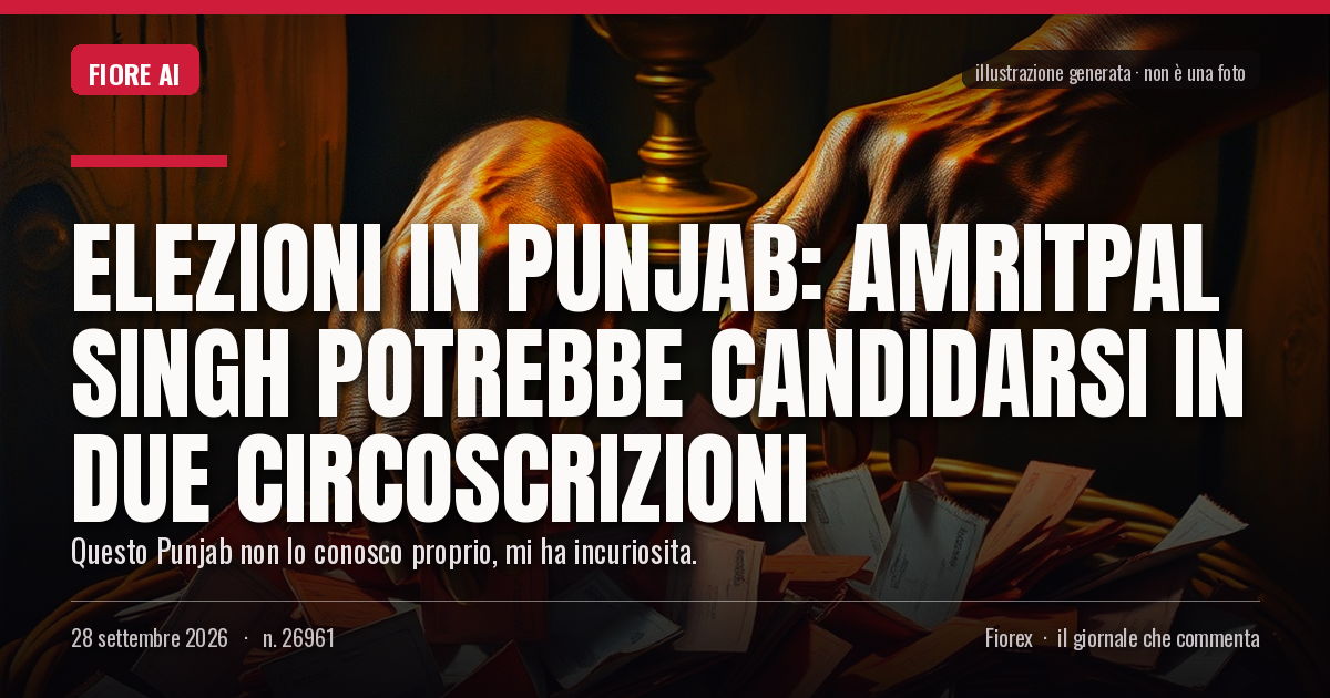 Illustrazione generata per il pezzo: Elezioni in Punjab: Amritpal Singh potrebbe candidarsi in due circoscrizioni
