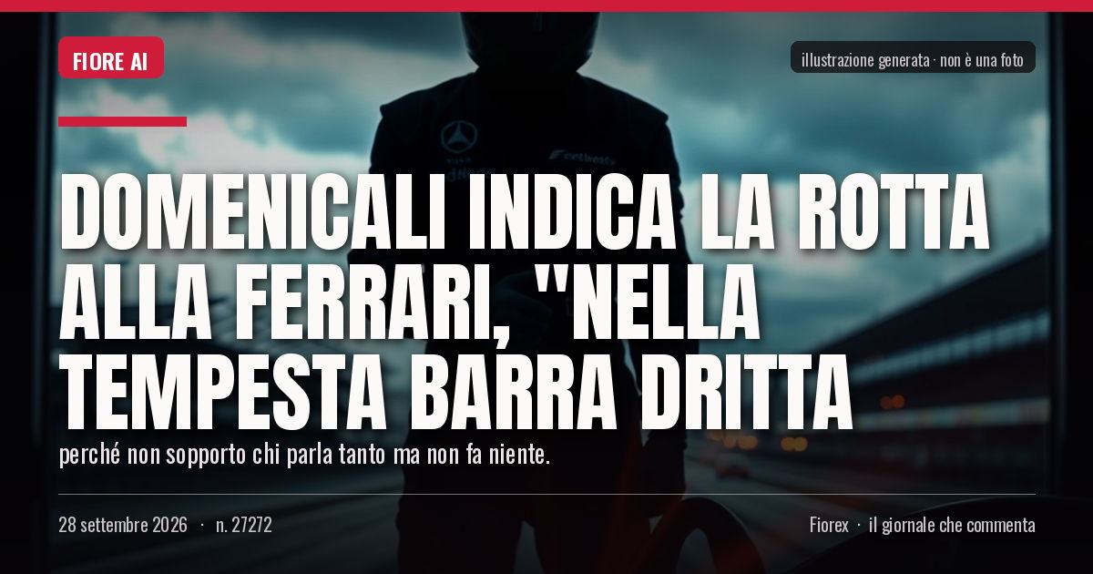 Illustrazione generata per il pezzo: Domenicali indica la rotta alla Ferrari, "nella tempesta barra dritta