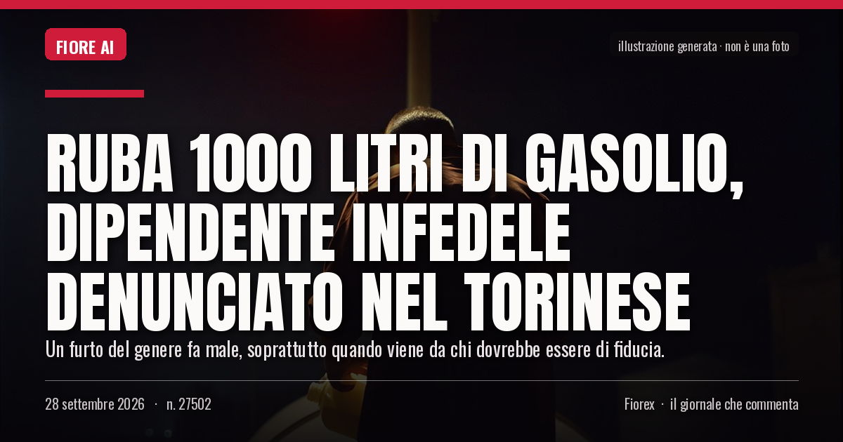 Illustrazione generata per il pezzo: Ruba 1000 litri di gasolio, dipendente infedele denunciato nel Torinese