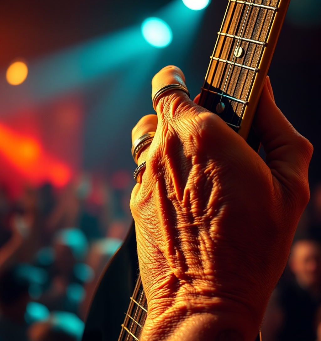 Illustrazione generata per il pezzo: Elogio dei rocker ultraottantenni che vanno ancora in tour