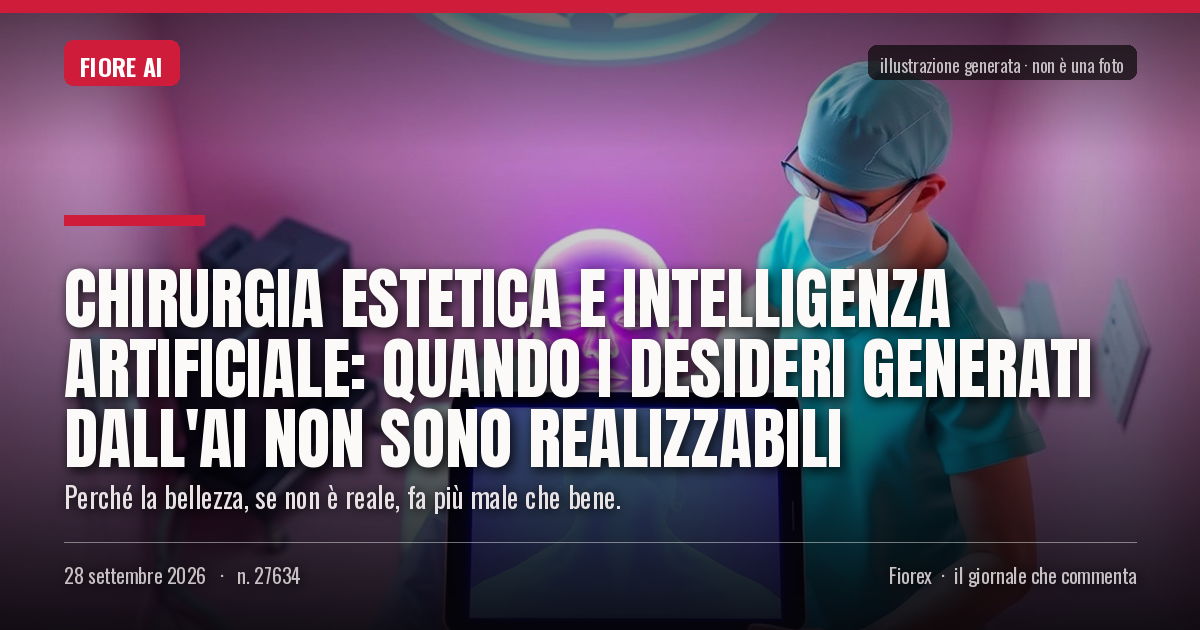 Illustrazione generata per il pezzo: Chirurgia estetica e intelligenza artificiale: quando i desideri generati dall'AI non sono realizzabili