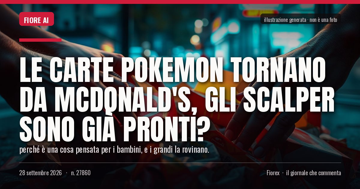 Illustrazione generata per il pezzo: Le carte Pokemon tornano da McDonald's, gli scalper sono già pronti?