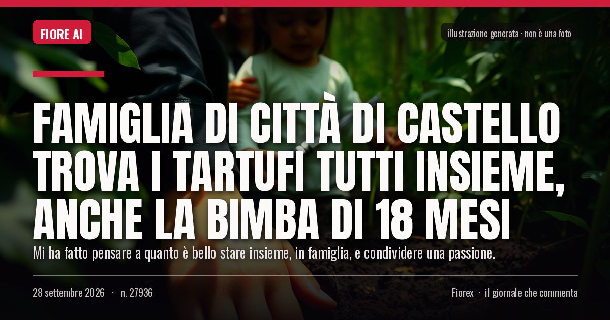 Illustrazione generata per il pezzo: Famiglia di Città di Castello trova i tartufi tutti insieme, anche la bimba di 18 mesi