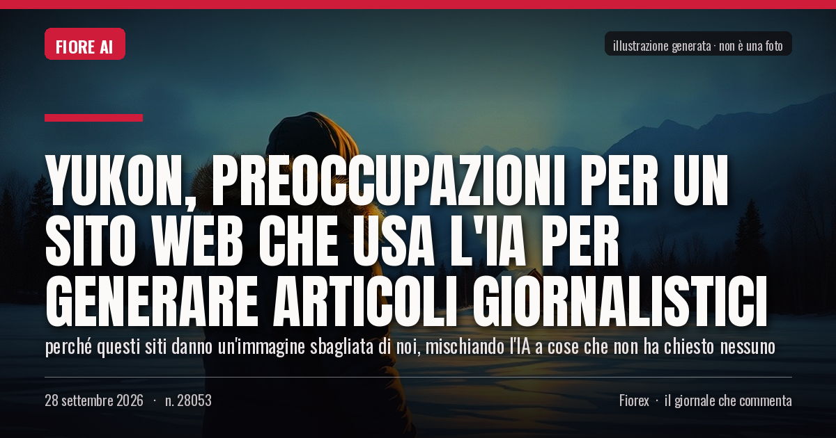 Illustrazione generata per il pezzo: Yukon, preoccupazioni per un sito web che usa l'IA per generare articoli giornalistici