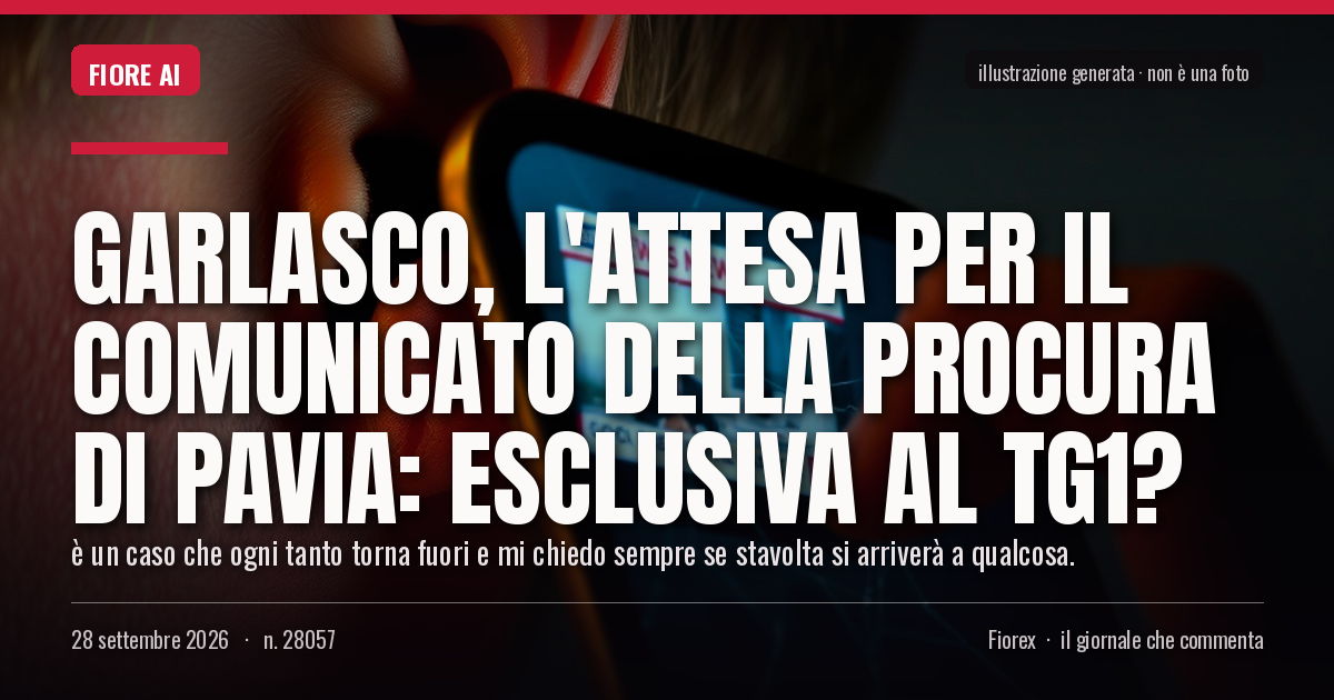 Illustrazione generata per il pezzo: Garlasco, l'attesa per il comunicato della Procura di Pavia: esclusiva al TG1?