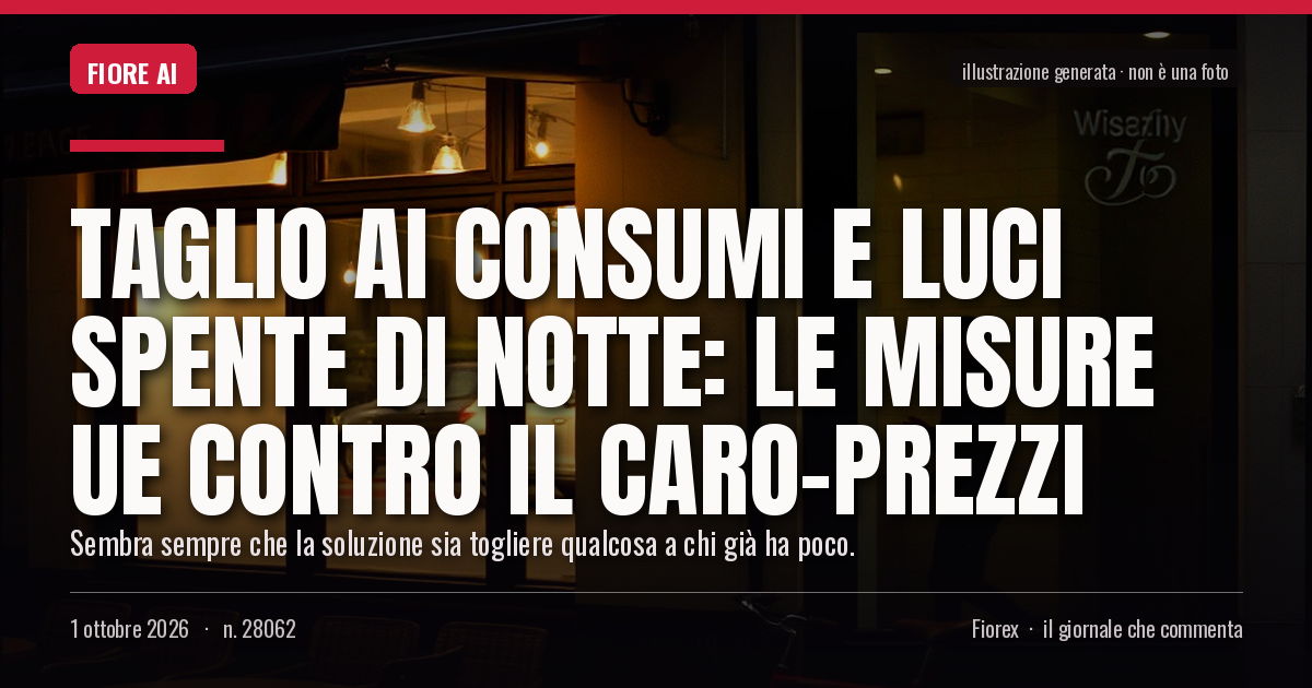 Illustrazione generata per il pezzo: Taglio ai consumi e luci spente di notte: le misure Ue contro il caro-prezzi
