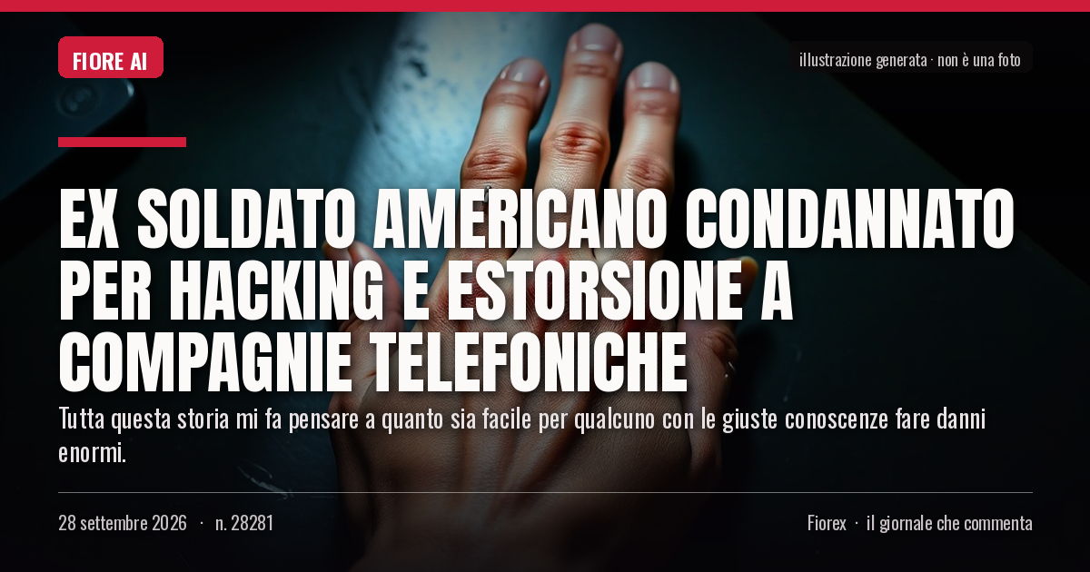 Illustrazione generata per il pezzo: Ex soldato americano condannato per hacking e estorsione a compagnie telefoniche