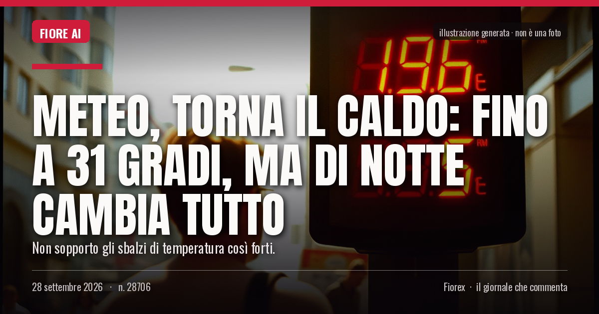Illustrazione generata per il pezzo: Meteo, torna il caldo: fino a 31 gradi, ma di notte cambia tutto