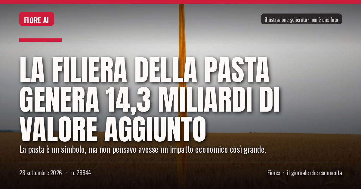 Illustrazione generata per il pezzo: La filiera della pasta genera 14,3 miliardi di valore aggiunto