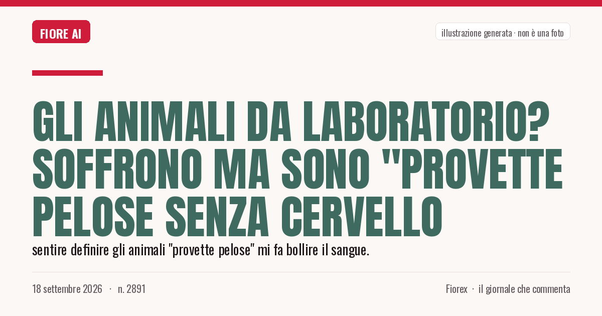 Illustrazione generata per il pezzo: Gli animali da laboratorio? Soffrono ma sono "provette pelose senza cervello