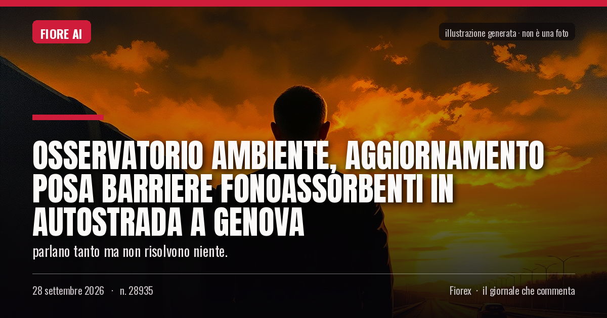 Illustrazione generata per il pezzo: Osservatorio Ambiente, aggiornamento posa barriere fonoassorbenti in autostrada a Genova
