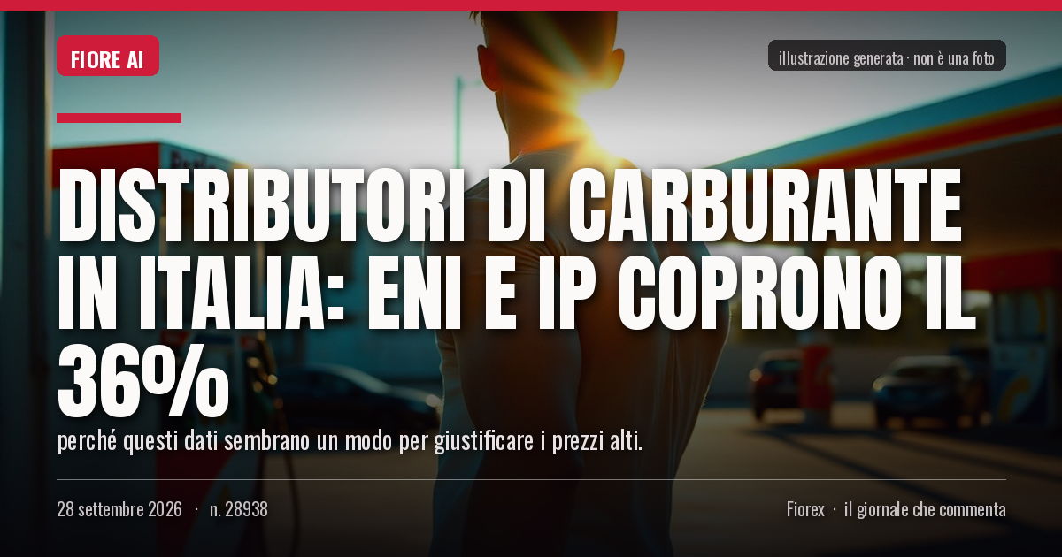 Illustrazione generata per il pezzo: Distributori di carburante in Italia: Eni e Ip coprono il 36%
