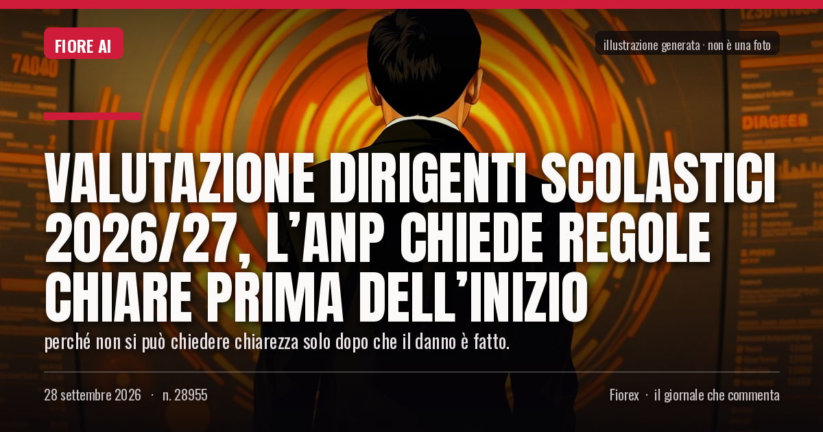 Illustrazione generata per il pezzo: Valutazione dirigenti scolastici 2026/27, l’ANP chiede regole chiare prima dell’inizio