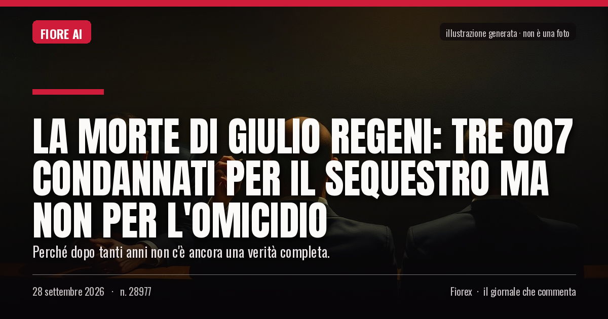 Illustrazione generata per il pezzo: La morte di Giulio Regeni: tre 007 condannati per il sequestro ma non per l'omicidio