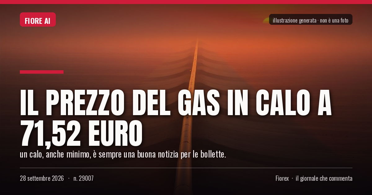 Illustrazione generata per il pezzo: Il prezzo del gas in calo a 71,52 euro