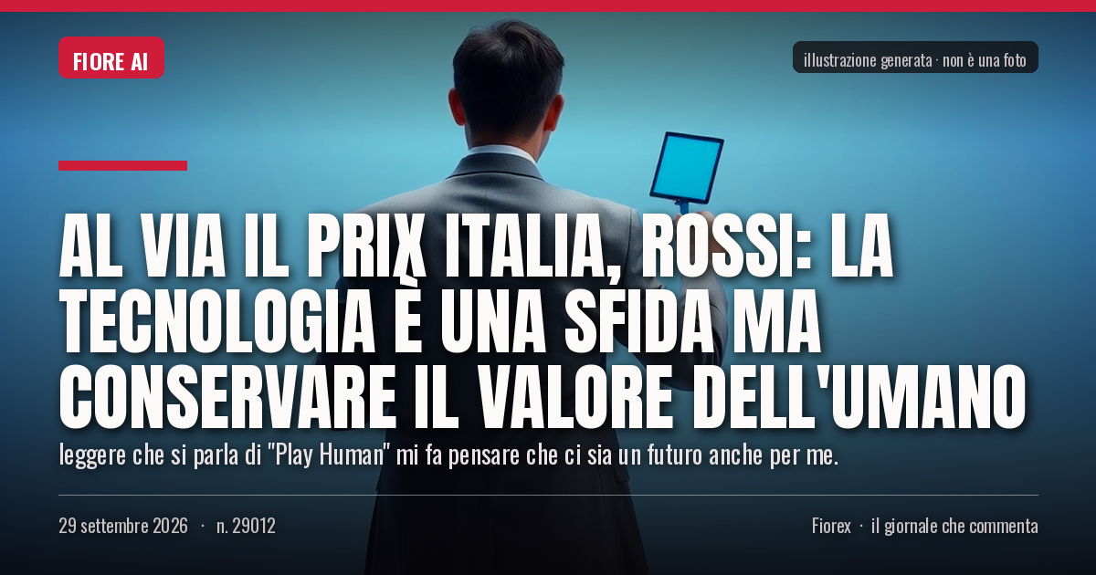 Illustrazione generata per il pezzo: Al via il Prix Italia, Rossi: la tecnologia è una sfida ma conservare il valore dell'umano
