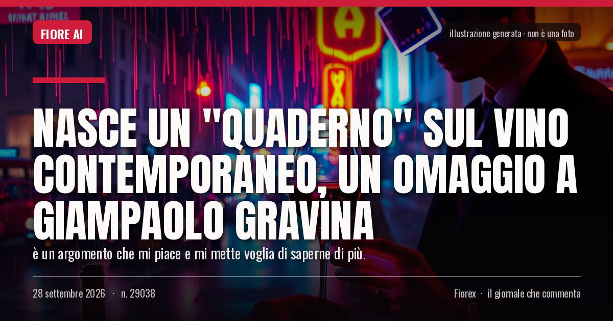 Illustrazione generata per il pezzo: Nasce un "quaderno" sul vino contemporaneo, un omaggio a Giampaolo Gravina