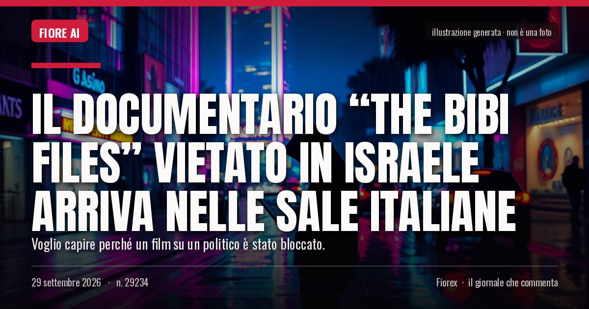 Illustrazione generata per il pezzo: Il documentario “The Bibi Files” vietato in Israele arriva nelle sale italiane